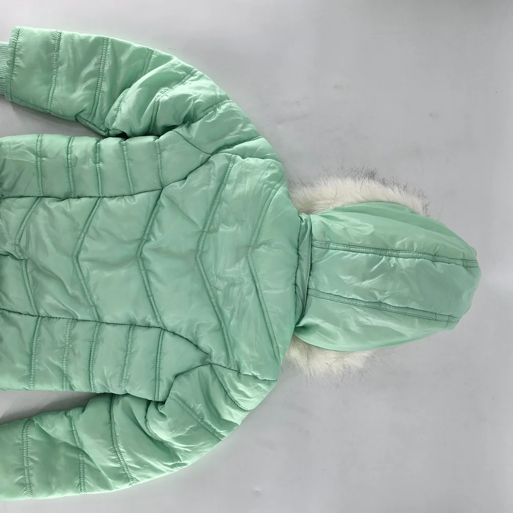 Justice Mint Green‎ Puffer Jacket with Faux Fur Hood